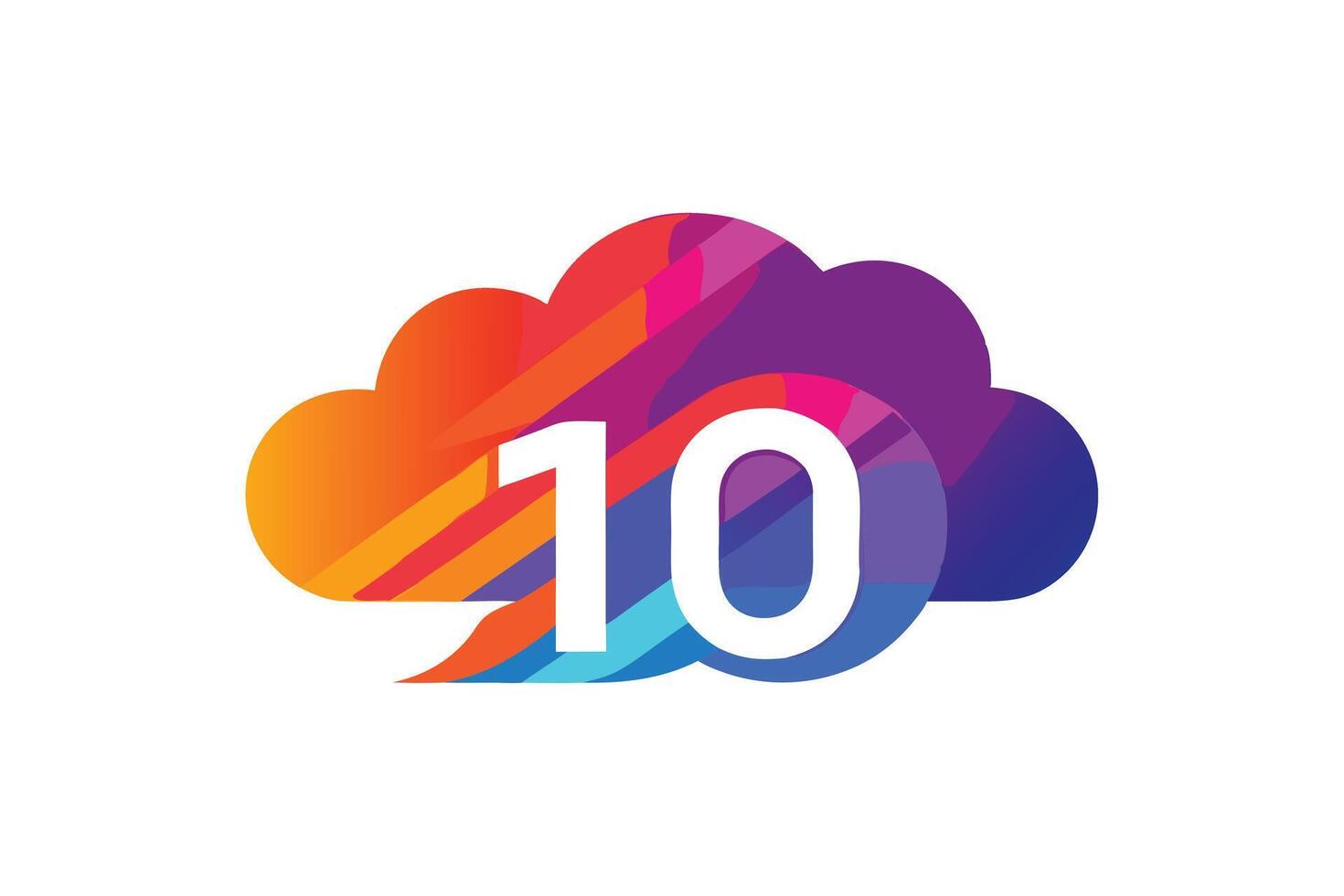 A vibrant cloud graphic featuring the number ten vector