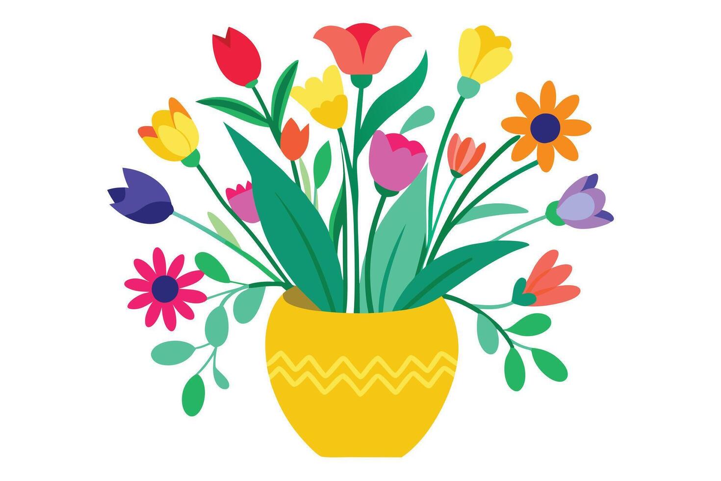 A floral bouquet in a yellow vase vector