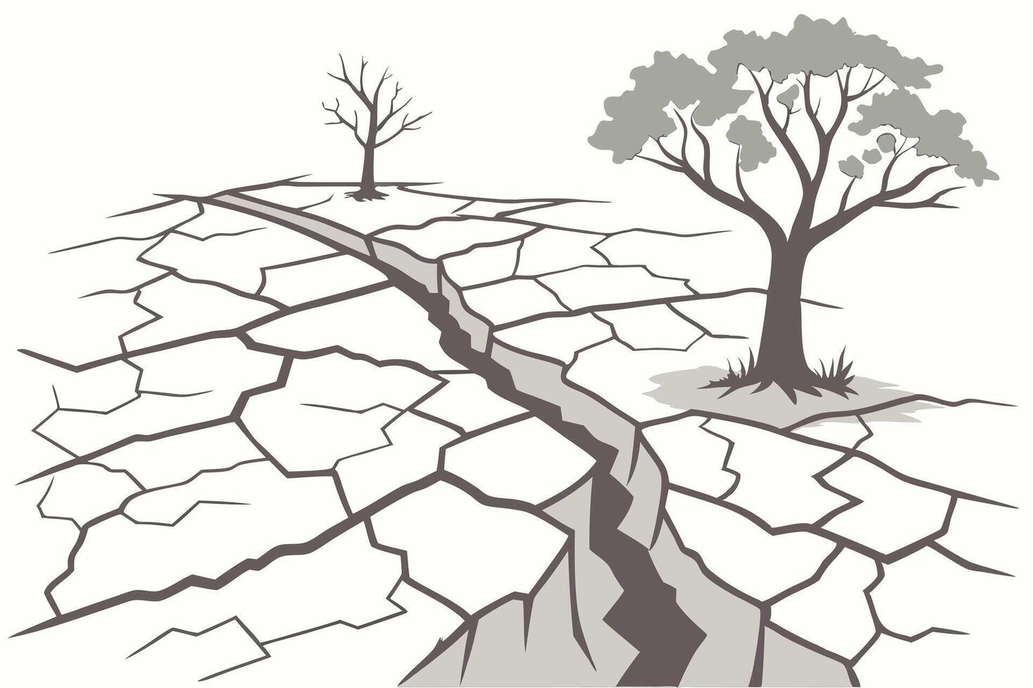 A Illustration of cracked earth, resembling dry land or drought. vector