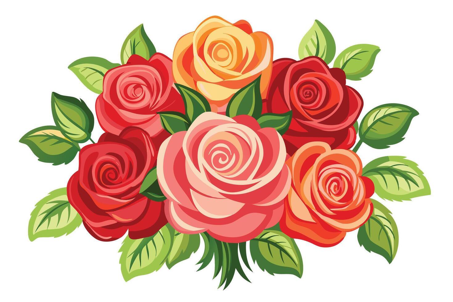 Vibrant Bouquet of Roses in Orange and Pink vector