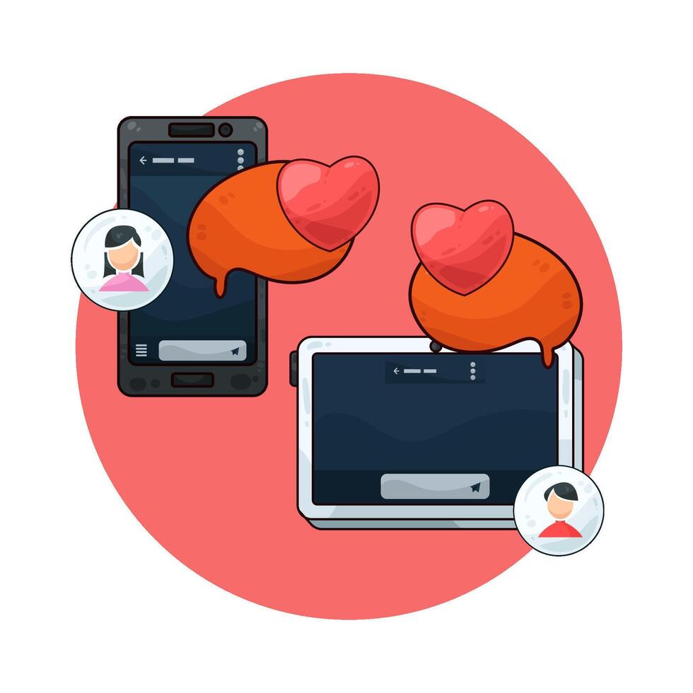 couple exchange love messages vector