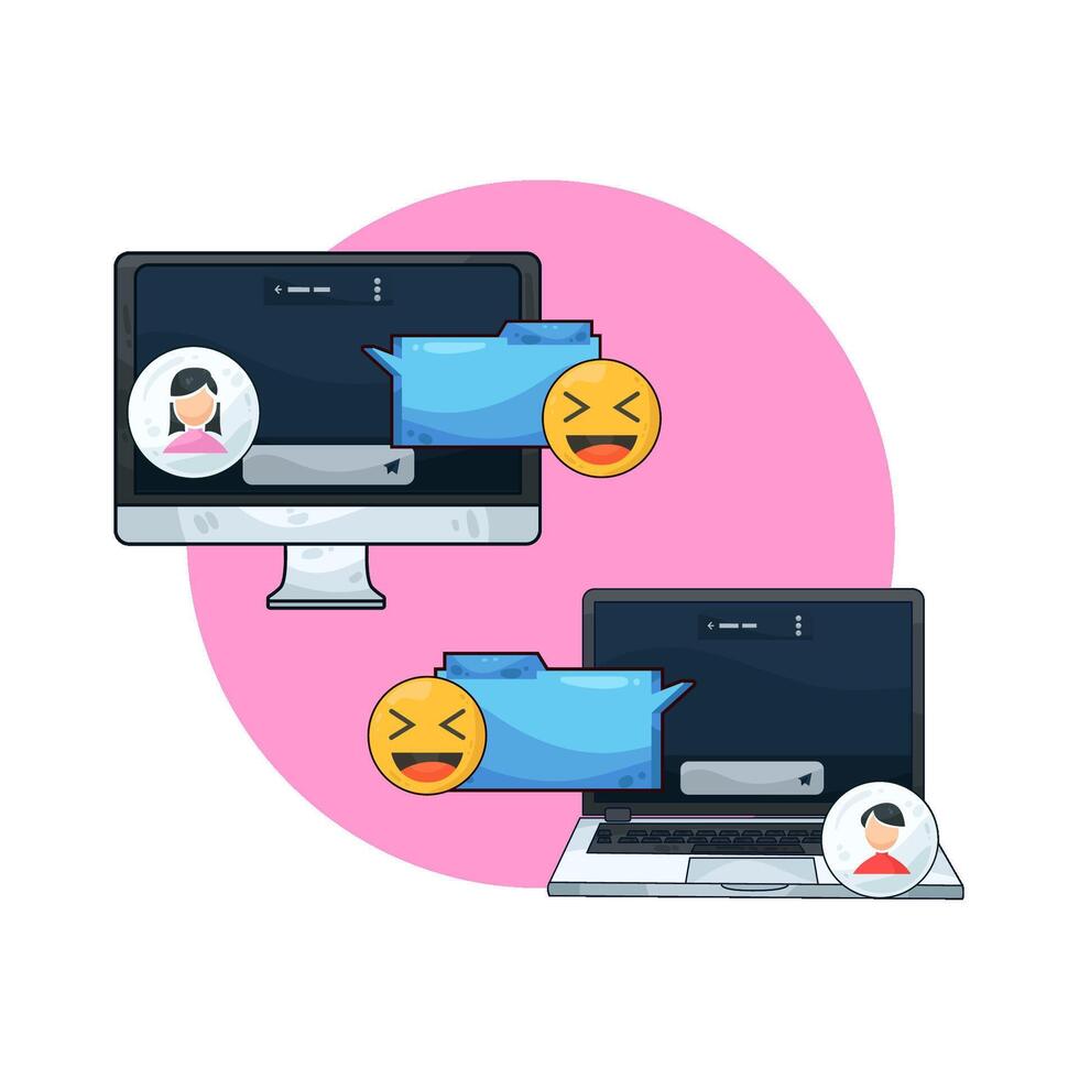 couple exchanged laughing messages vector