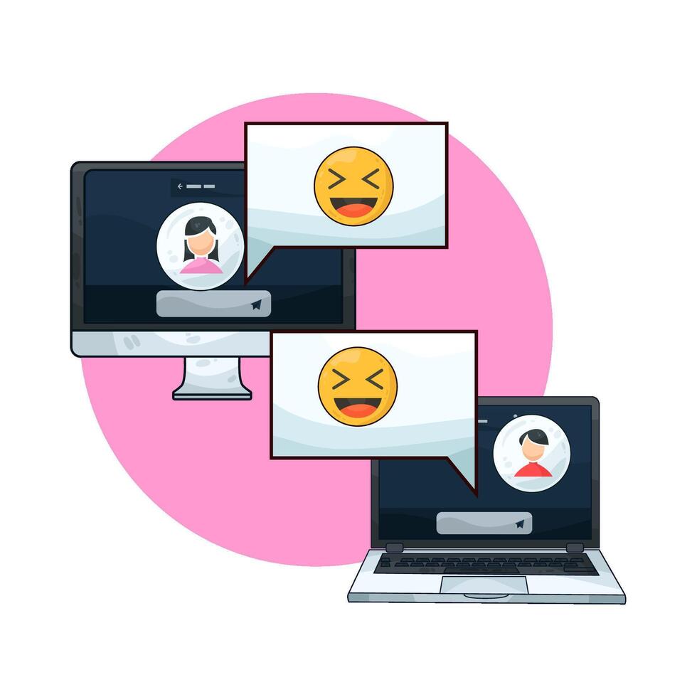 illustration of couple exchanged laughing messages vector