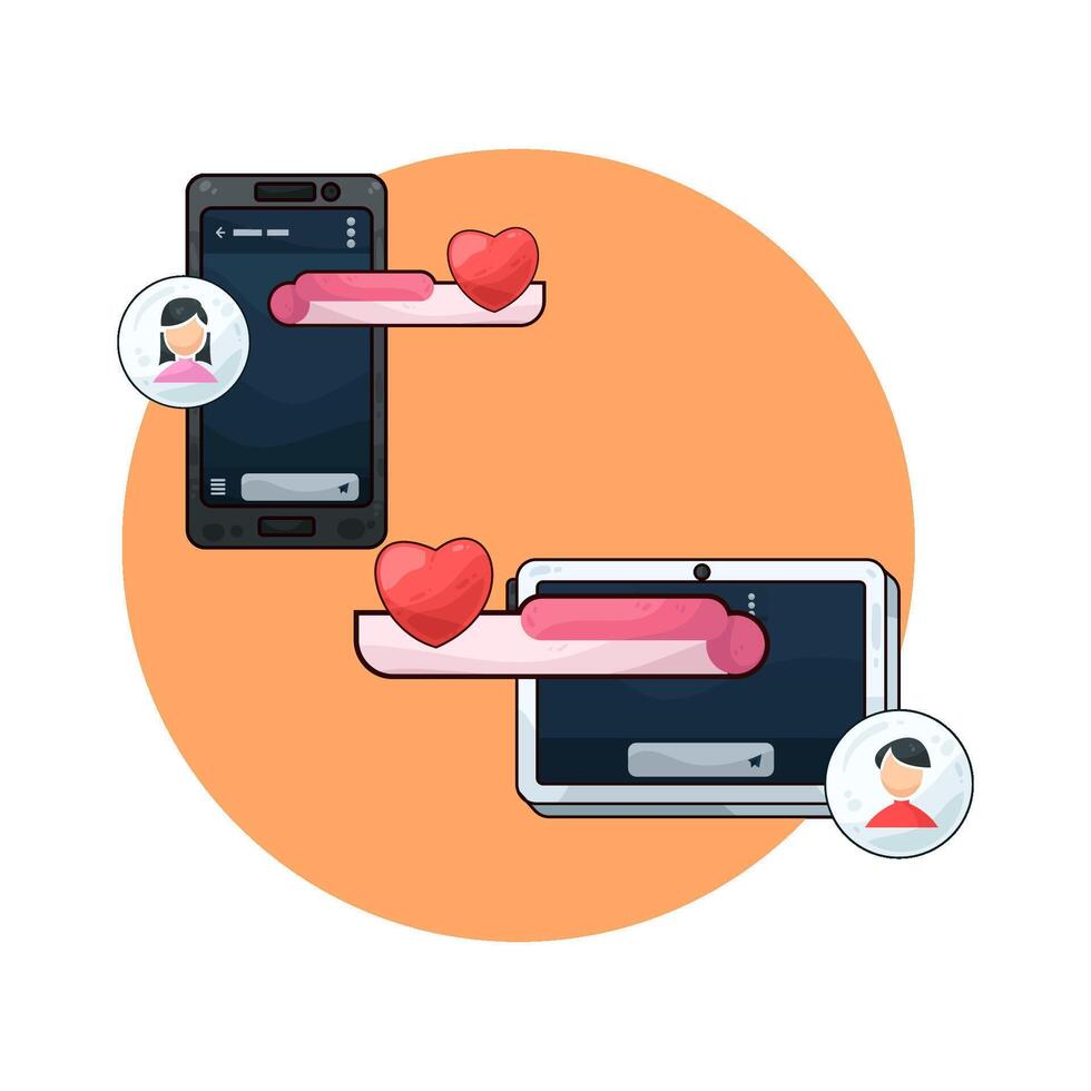Couples exchange intimate messages illustration vector