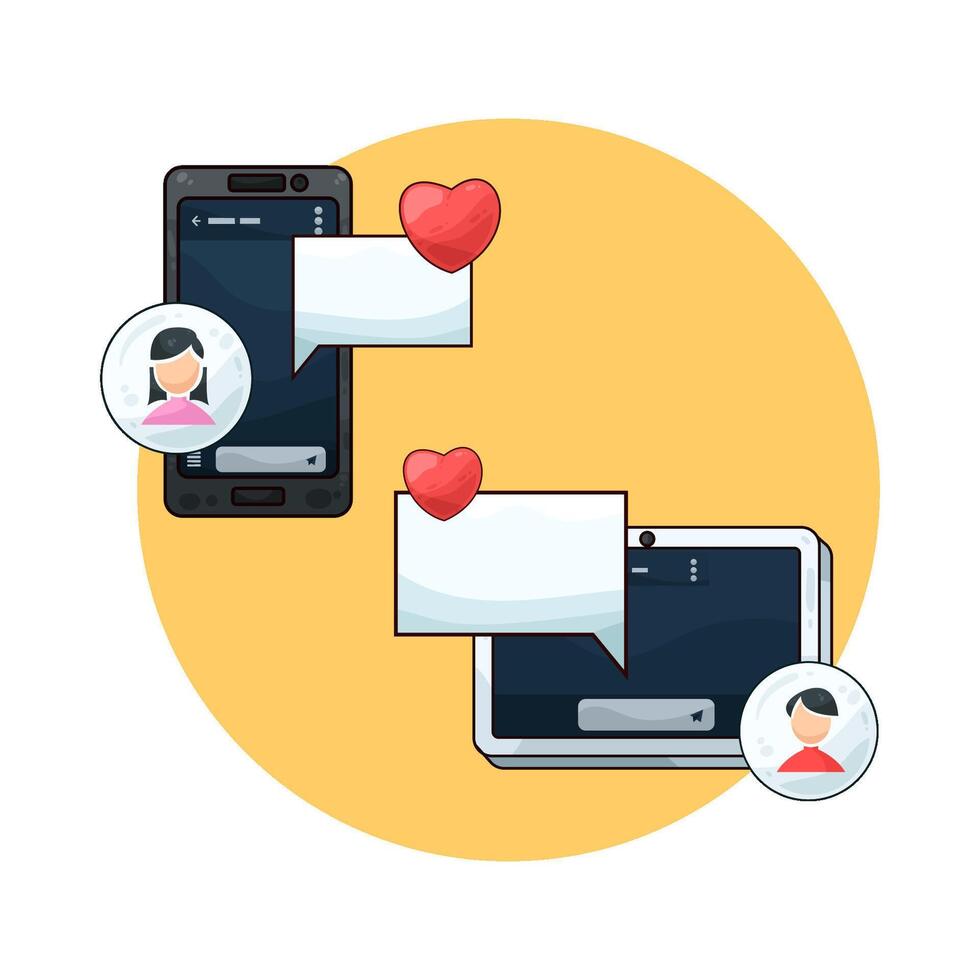 illustration of Couples exchange intimate messages vector