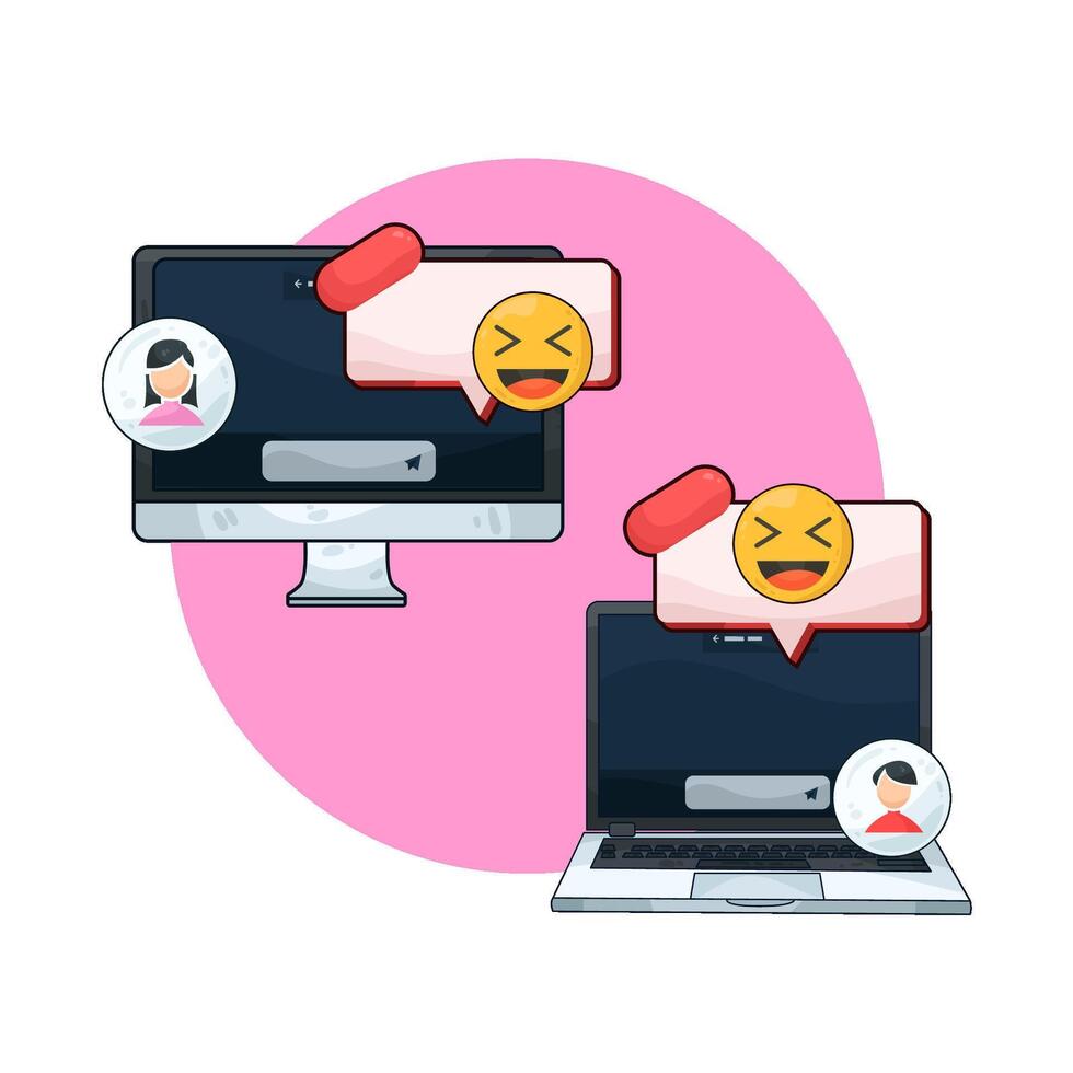 couple exchanged laughing messages illustration vector