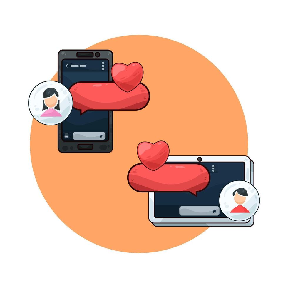 illustration of Couples exchange romantic messages vector