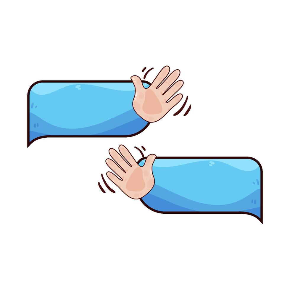 blue chat box with waving hands illustration vector