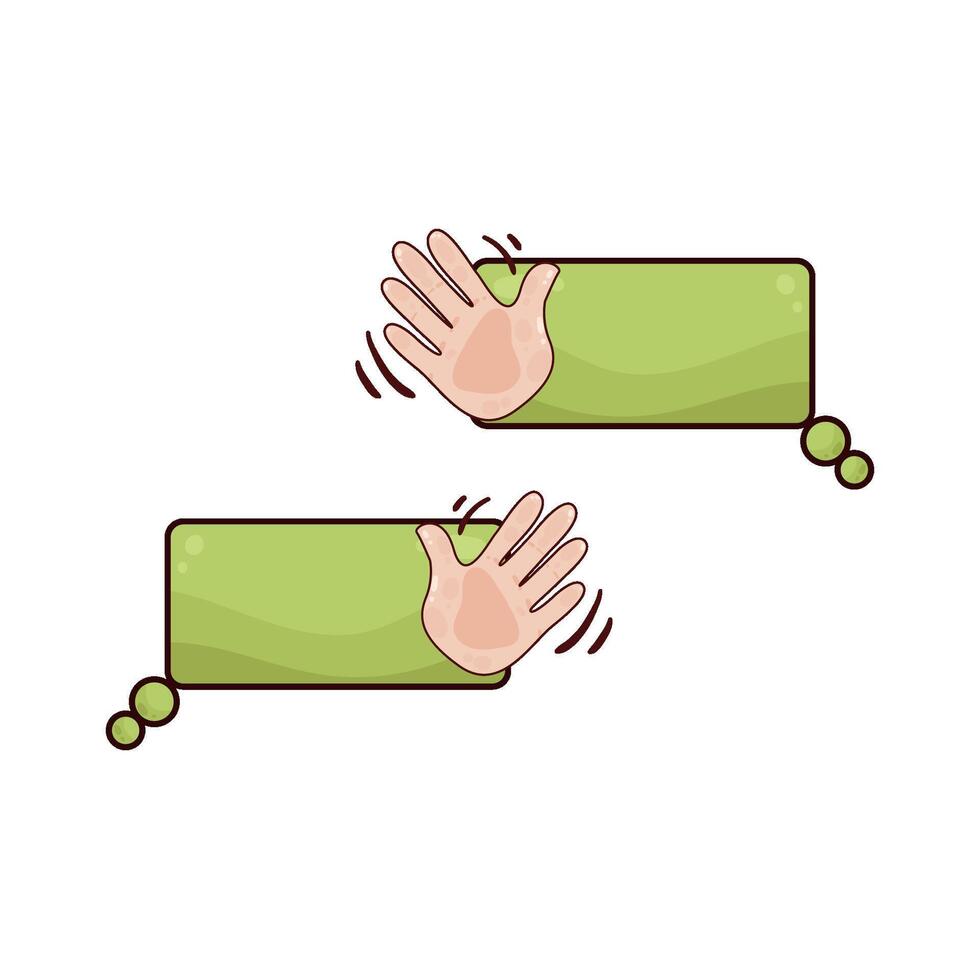 green chat box with waving hands vector