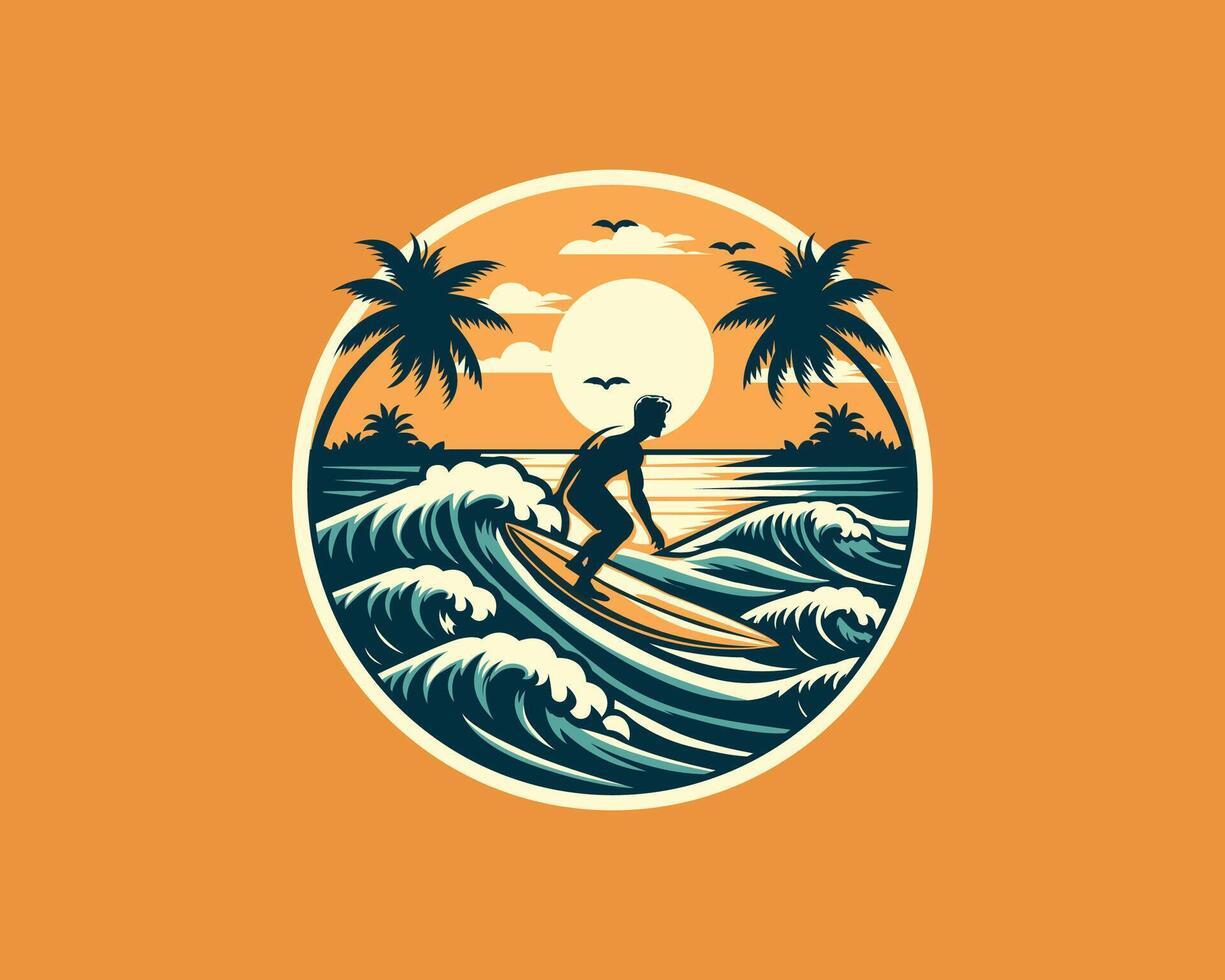 A man surfing on a surfboard in the ocean vector