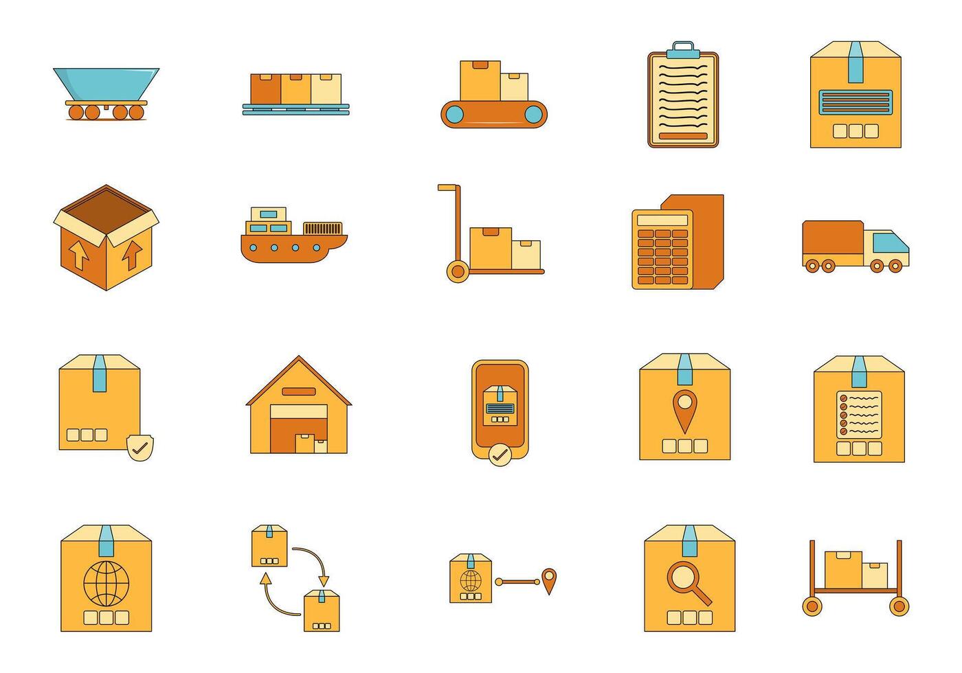 Logistic Things Icon Element Set vector
