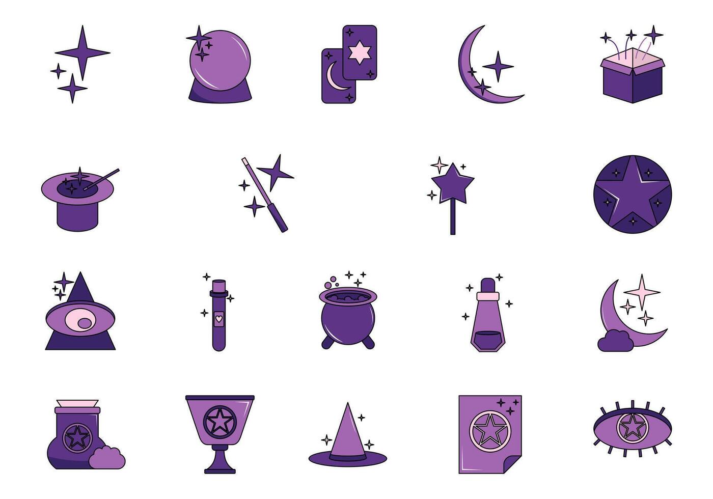 Magic Stuff Icon Element Set vector