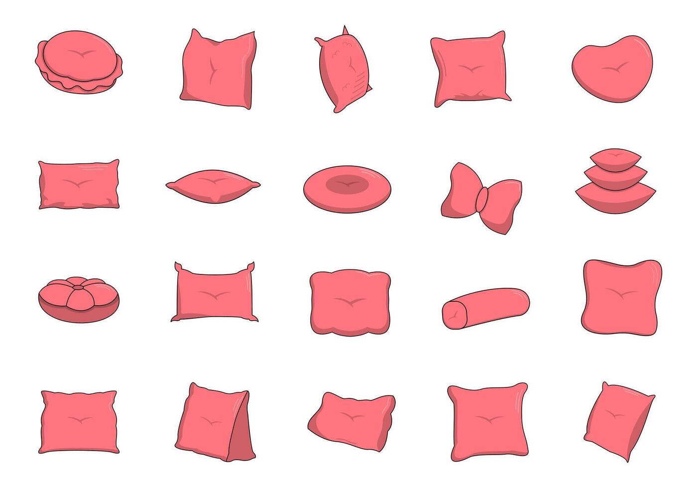 Cute Home Pillow Element Set vector
