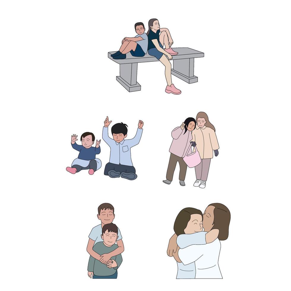 Happy Sibling Relationship Flat Illustration vector