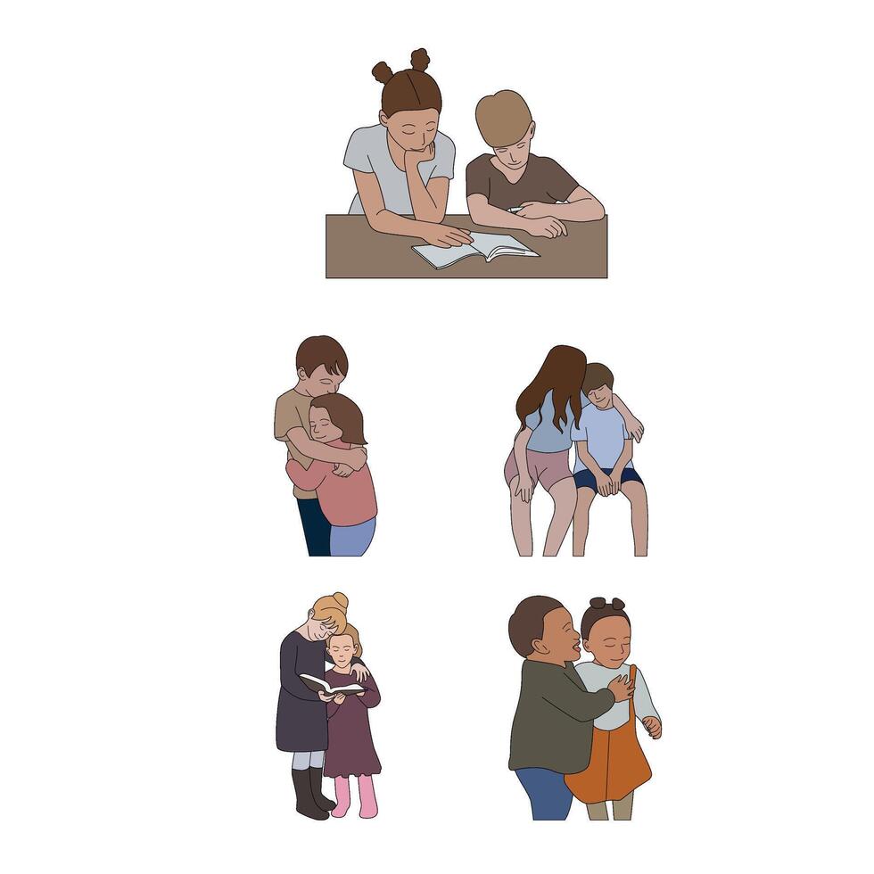 Loving Sibling Relationship Flat Illustration vector