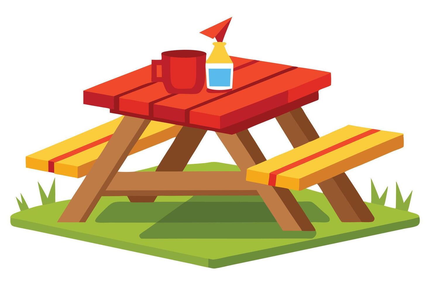 Colorful Cartoon Picnic Table for Outdoor Activities vector