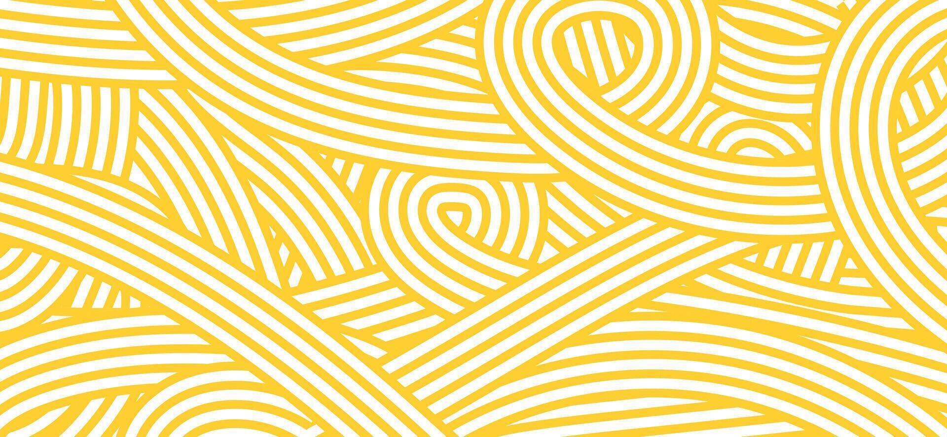 Abstract line pattern. Spaghetti background for design. Geometric linear texture of yellow noodles or pasta. vector