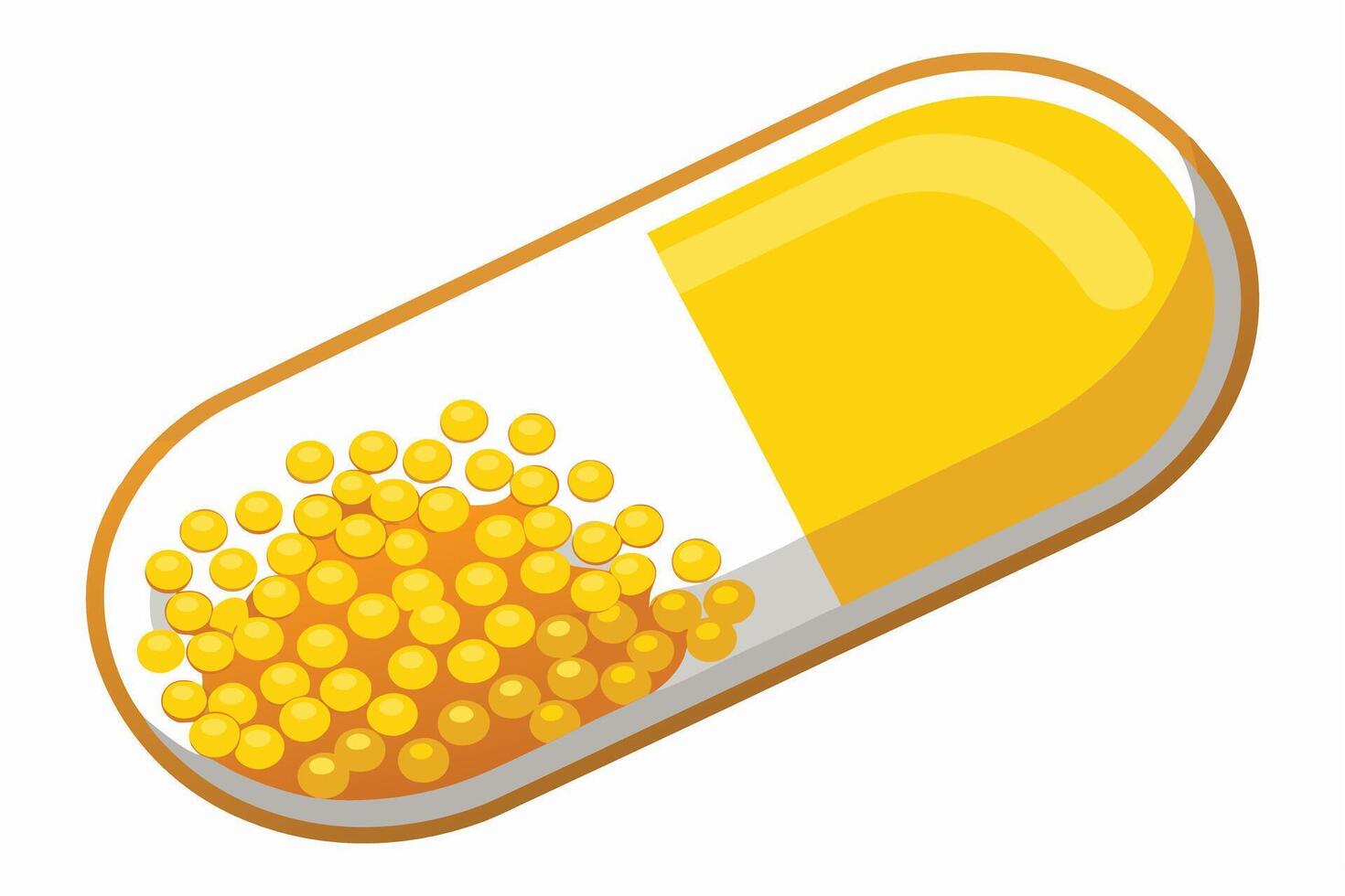 Vibrant Yellow Capsule Filled with Tiny Pellets vector