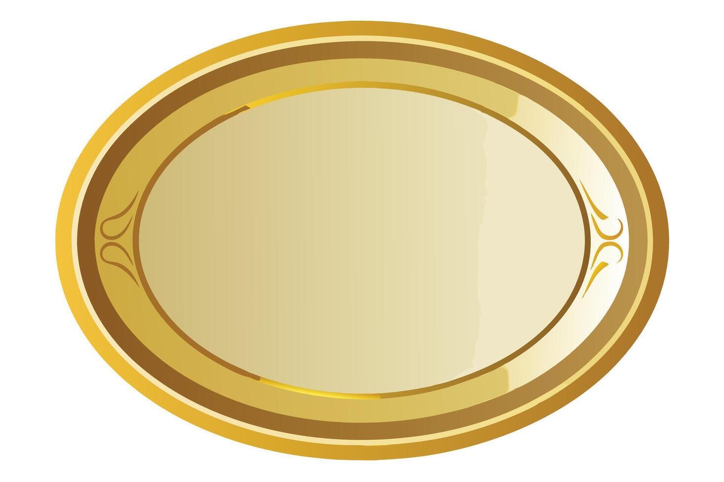 Elegant Gold Oval Plate Design for Print or Digital Use vector