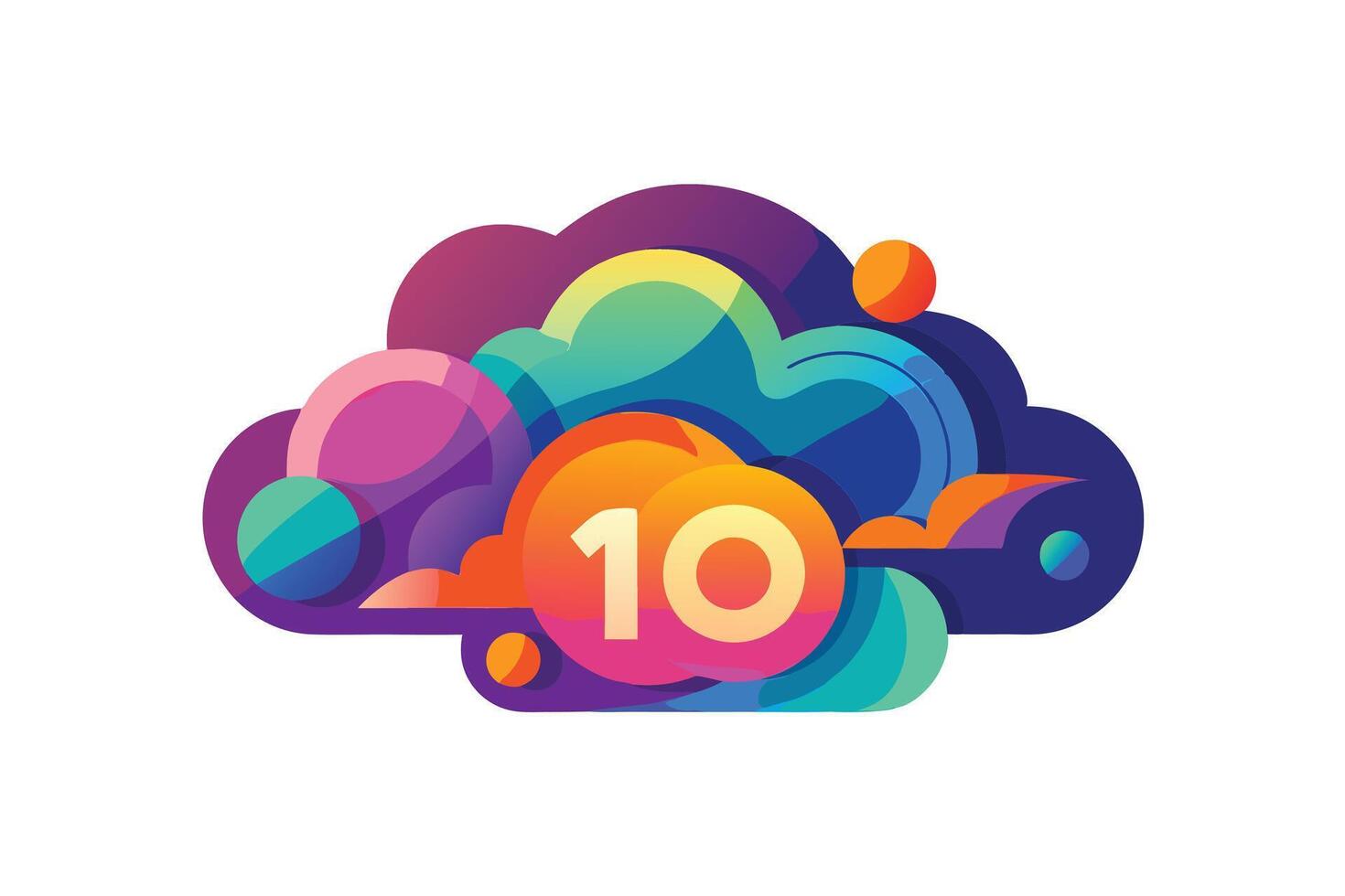Vibrant cloud graphic featuring the number ten vector