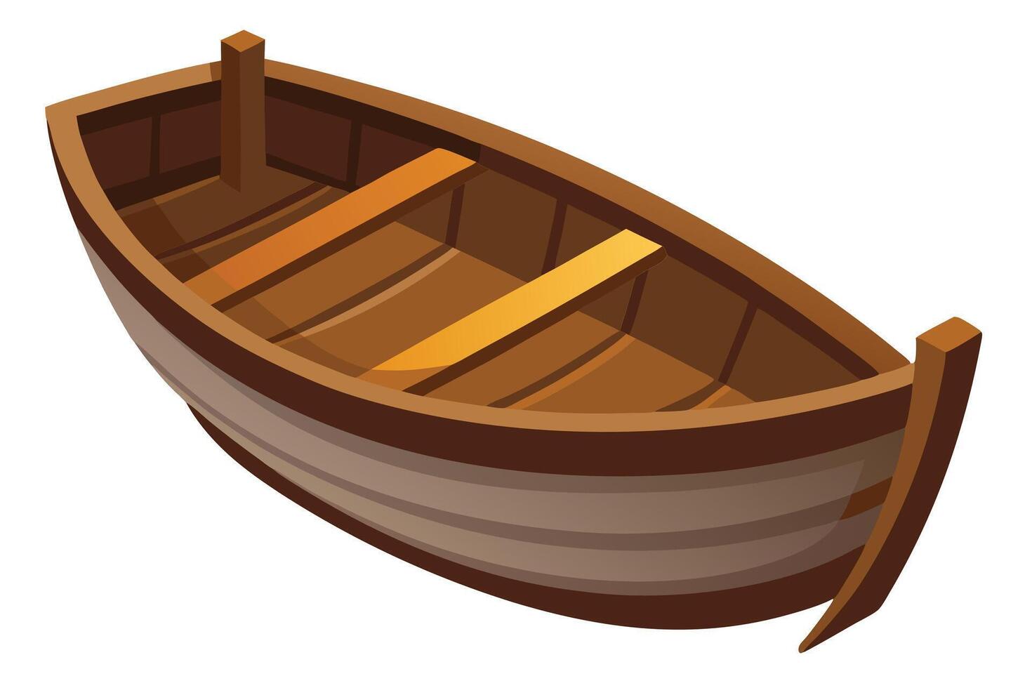 Colorful Cartoon Illustration of a Wooden Rowboat vector