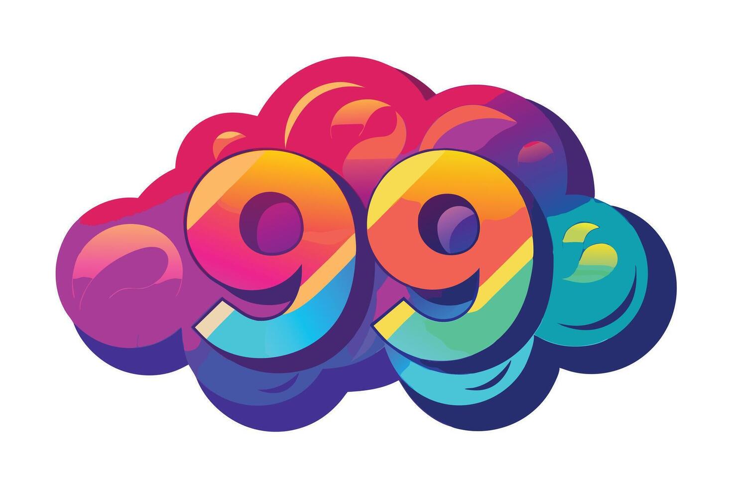 A vibrant 99 Logo Design Within a Cloud Shape vector