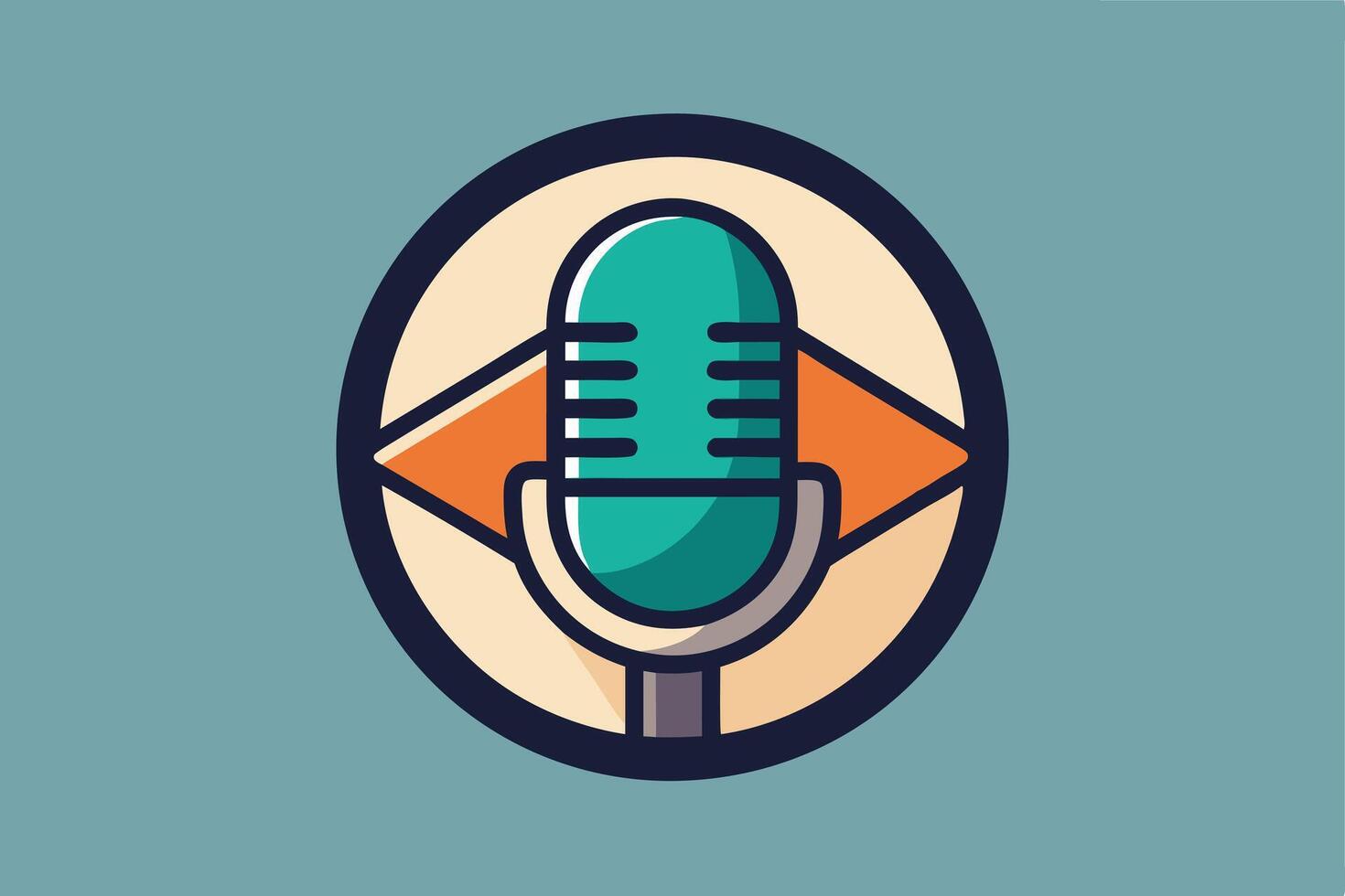 Colorful Flat Icon of a Microphone vector