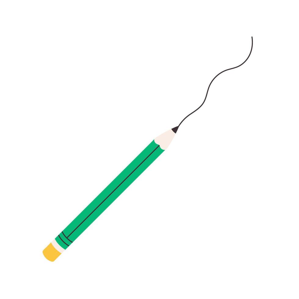The pencil draws a line. Flat illustration isolated on white background. vector
