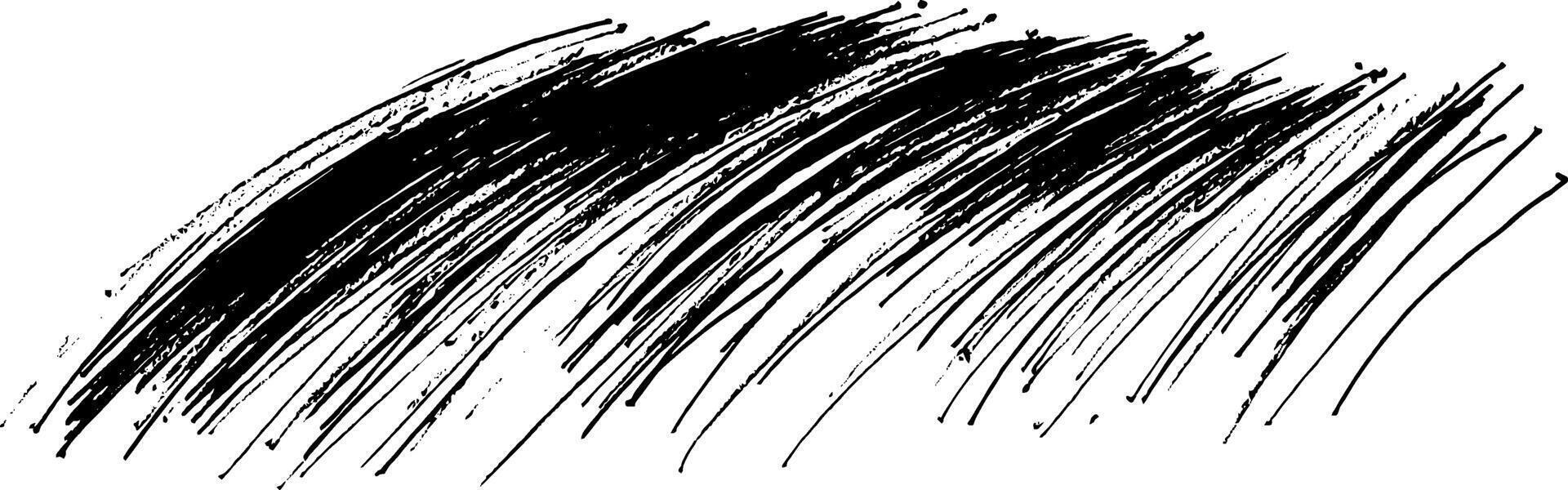A dynamic, abstract brush stroke in black, showcasing a series of overlapping lines that create a sense of movement and texture. vector