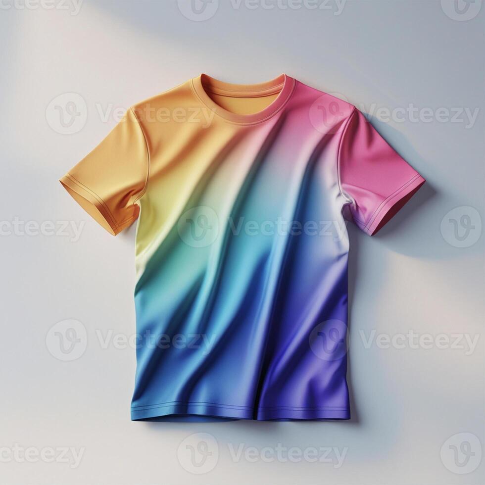Colorful t-shirt mockup isolated on gray background. 3d rendering photo
