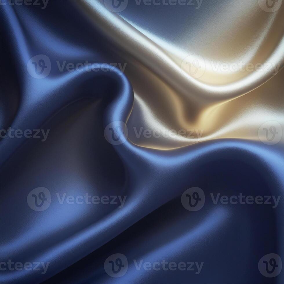 a blue and gold silk fabric with a soft texture photo