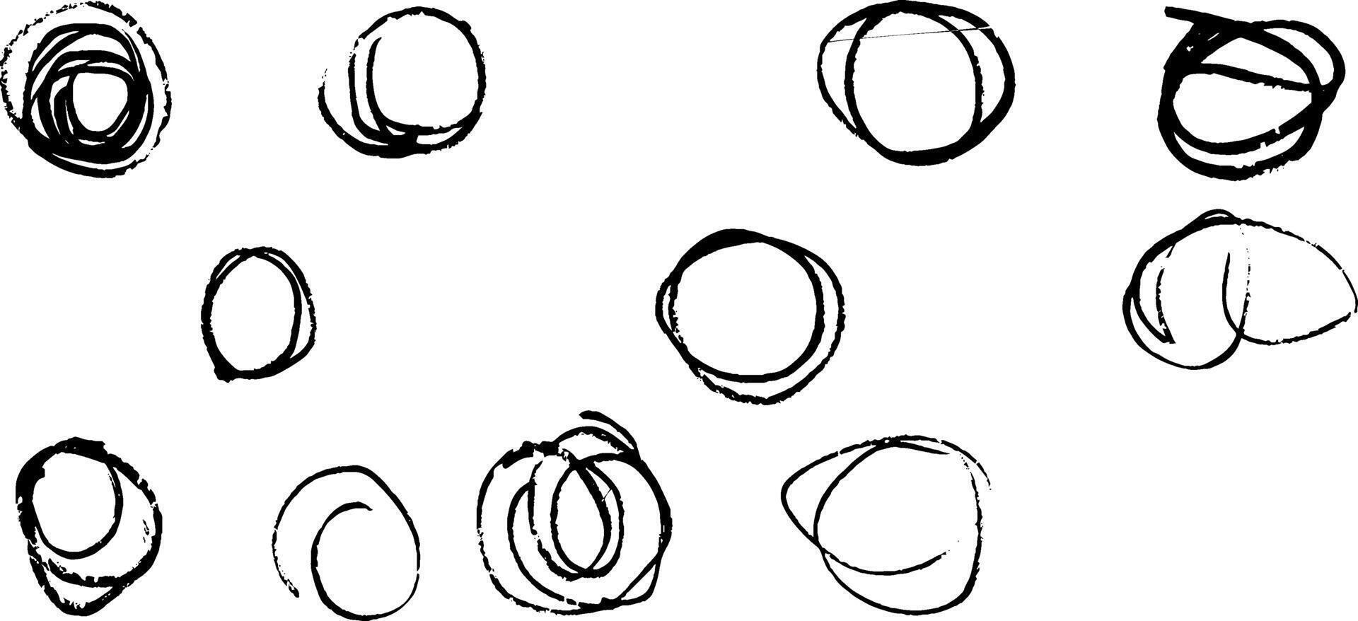 Hand-Drawn Black Circles and Loops Collection vector