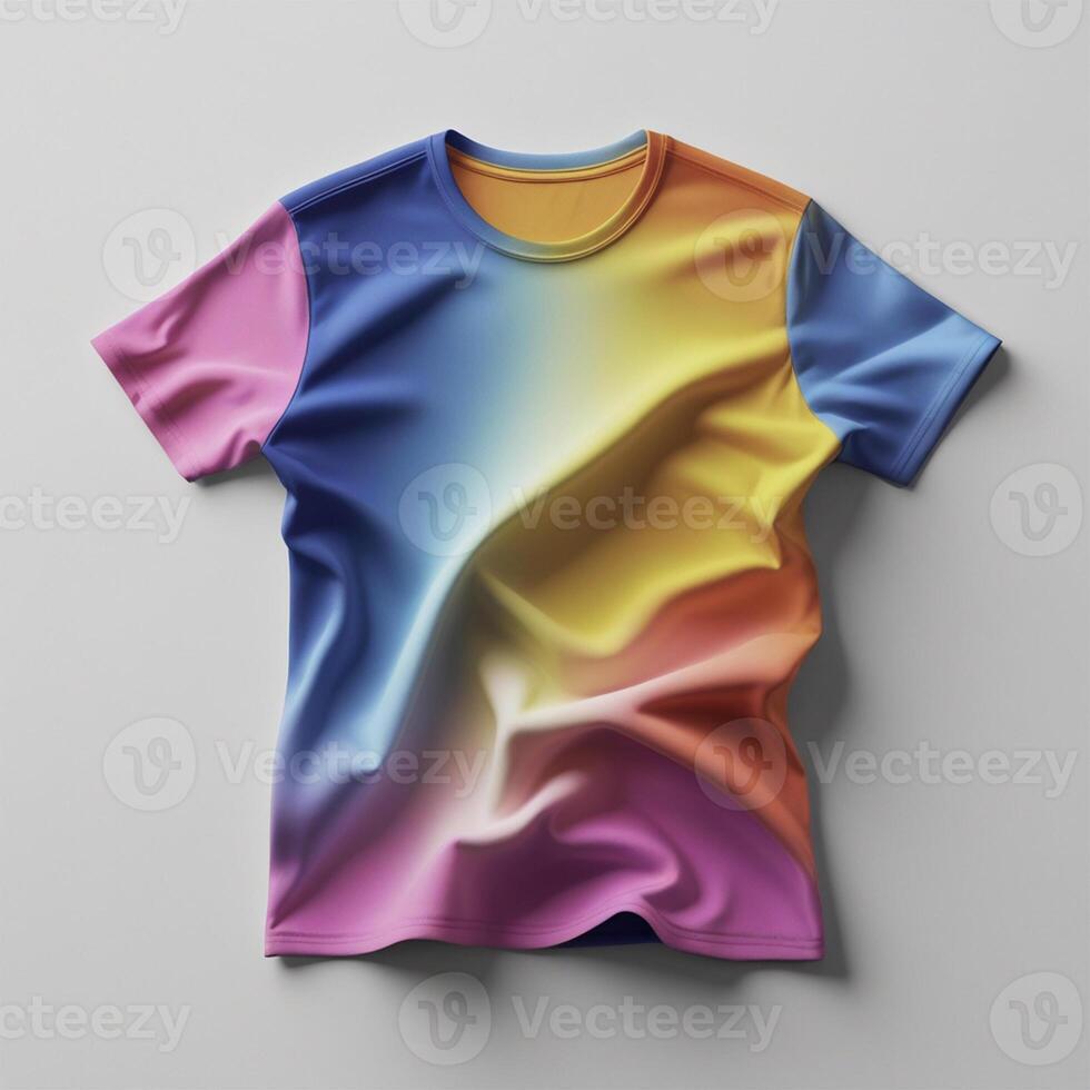 Colorful t-shirt mockup on white background. 3D rendering photo