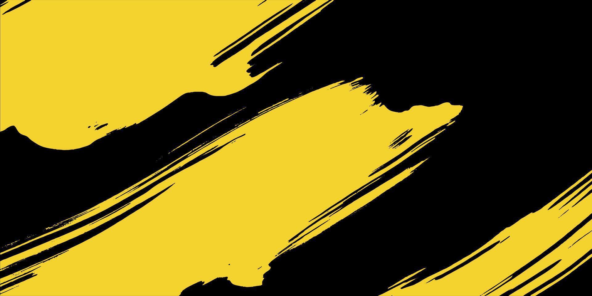 Bright brushstroke textures create a dynamic contrast of yellow and black in an abstract backdrop, inspiring creativity and energy vector
