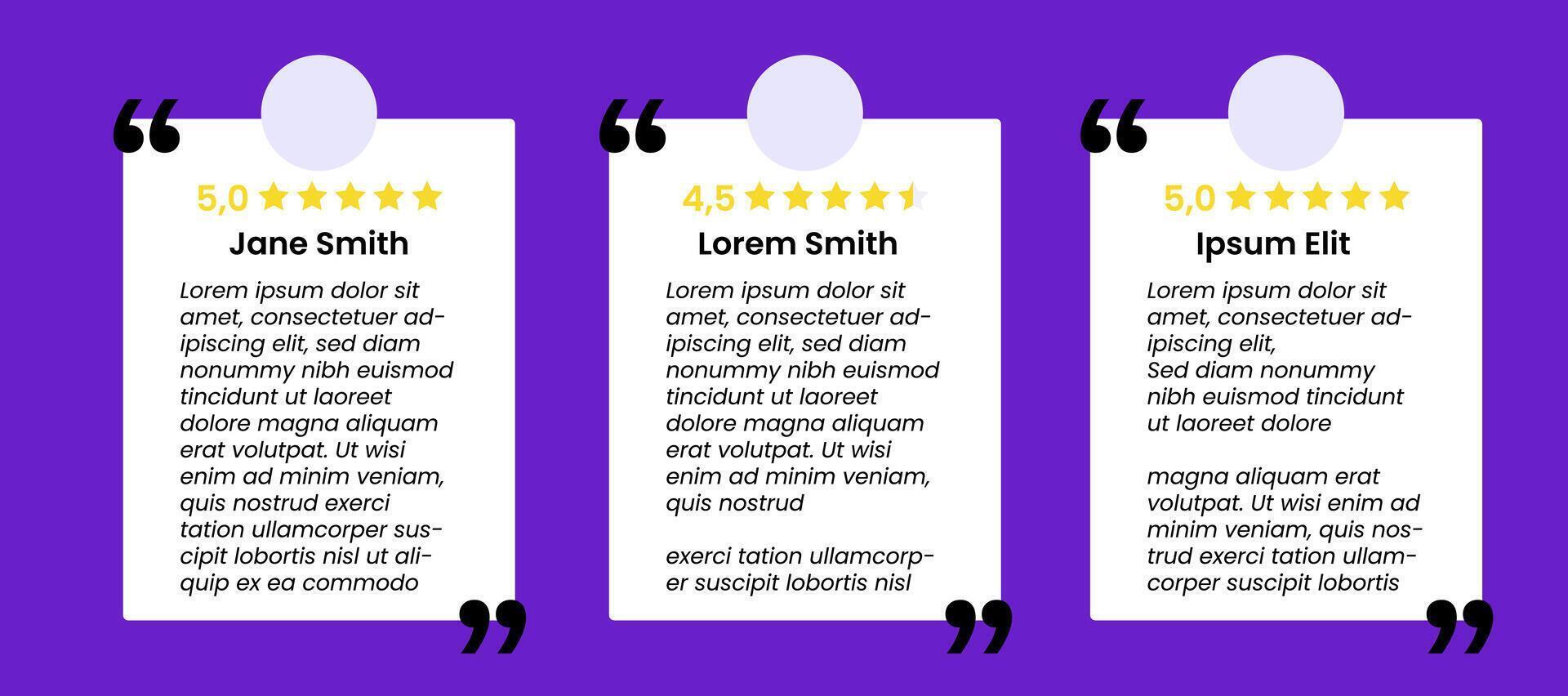 Social Media Feedback Box Set. Template with Speech Bubbles, Quotation Marks, and Text Frames. Creative Banner Design for Testimonials, Comments, and Dialogue Layouts. vector
