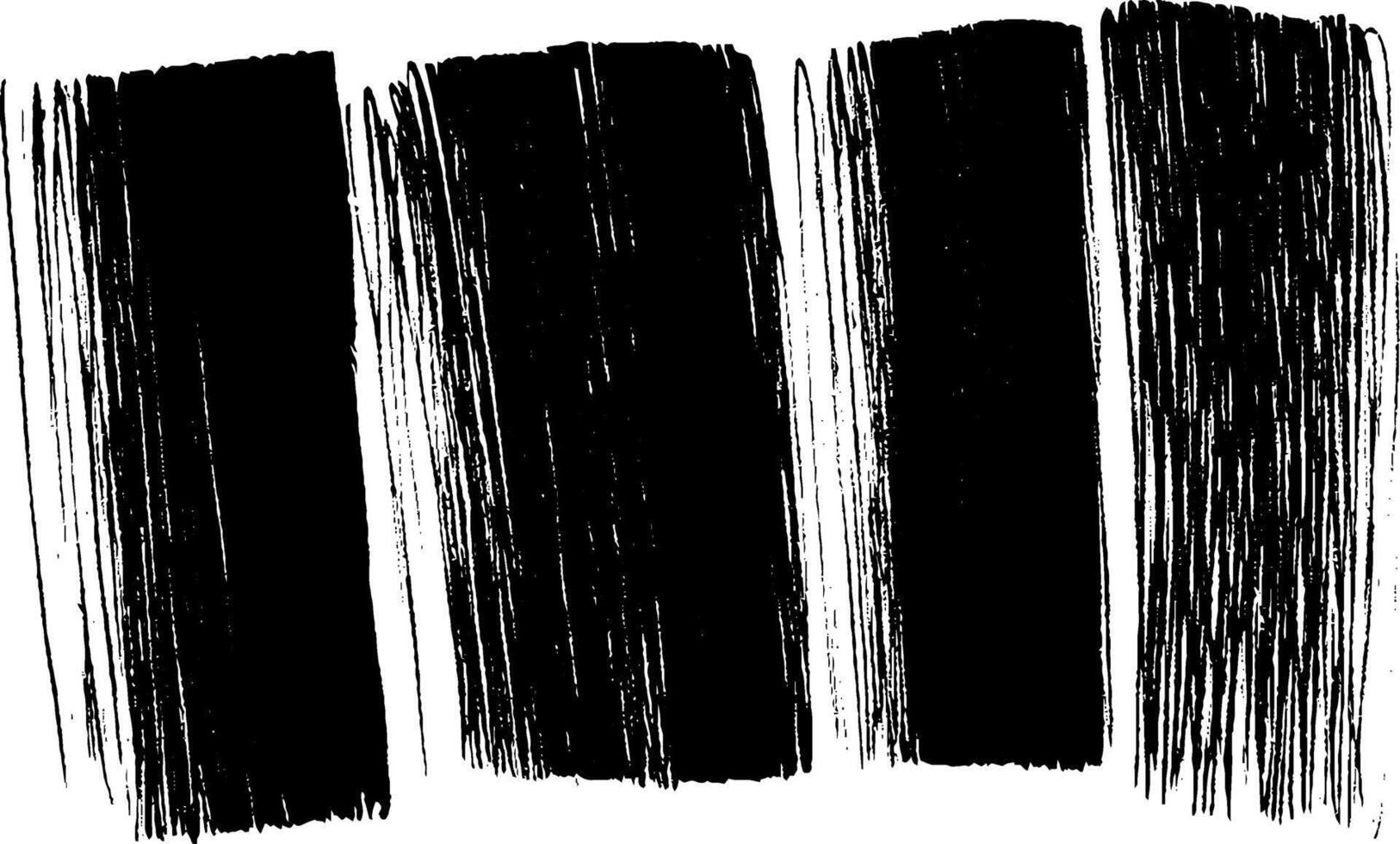 Four vertical black brush strokes on a white background, creating a textured and artistic effect. vector