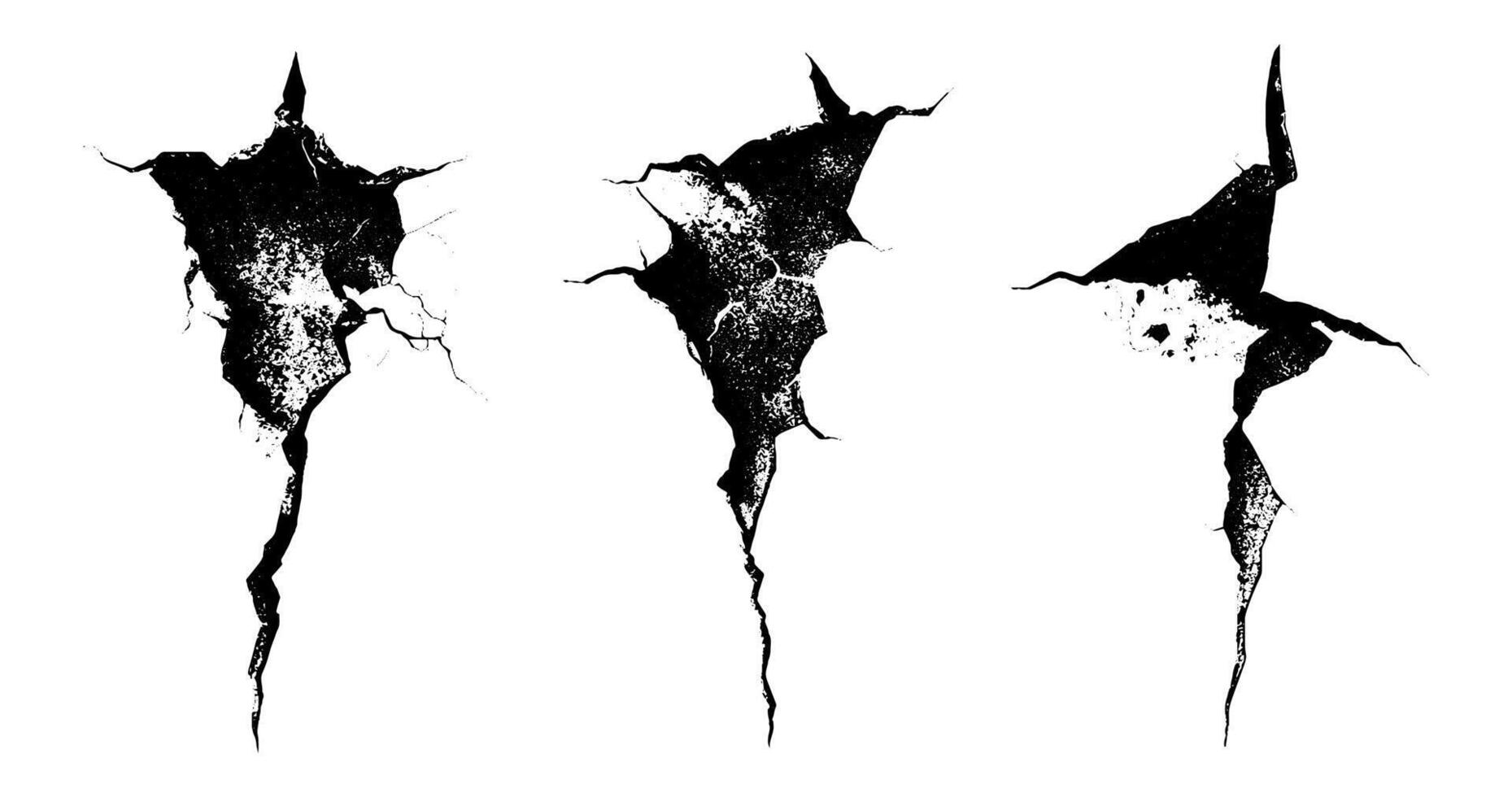 Cracks spread across an ancient wall, revealing the passage of time and the fragility of structure vector