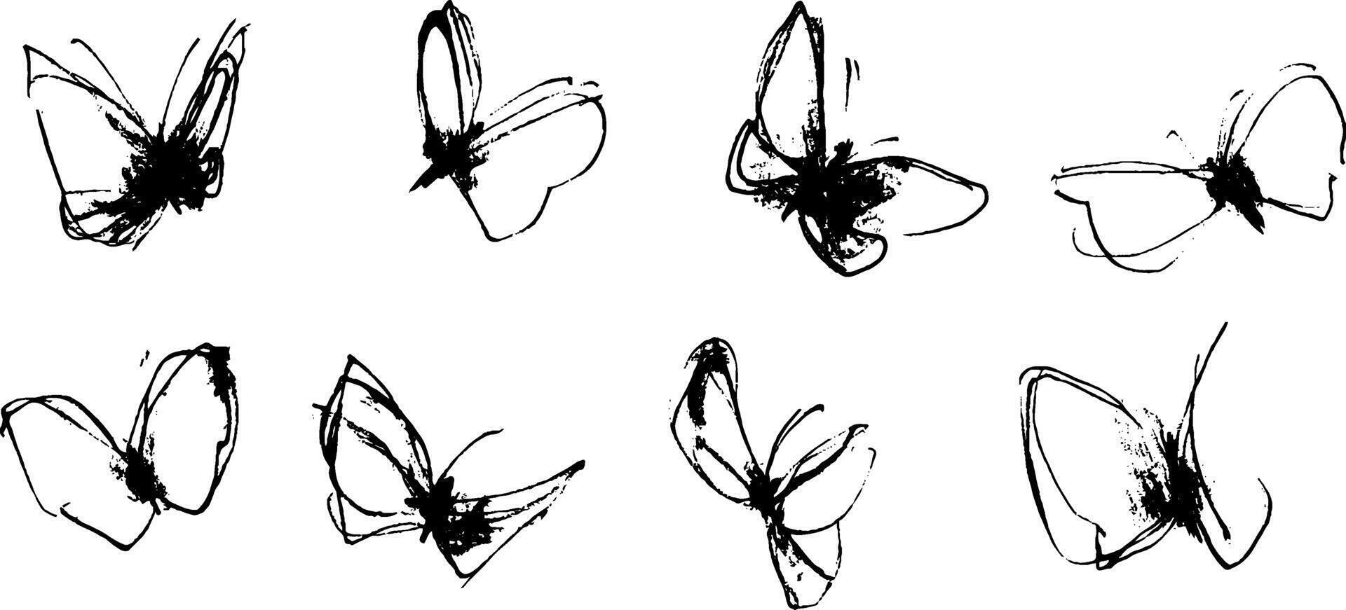 Artistic Butterfly Sketches Collection vector