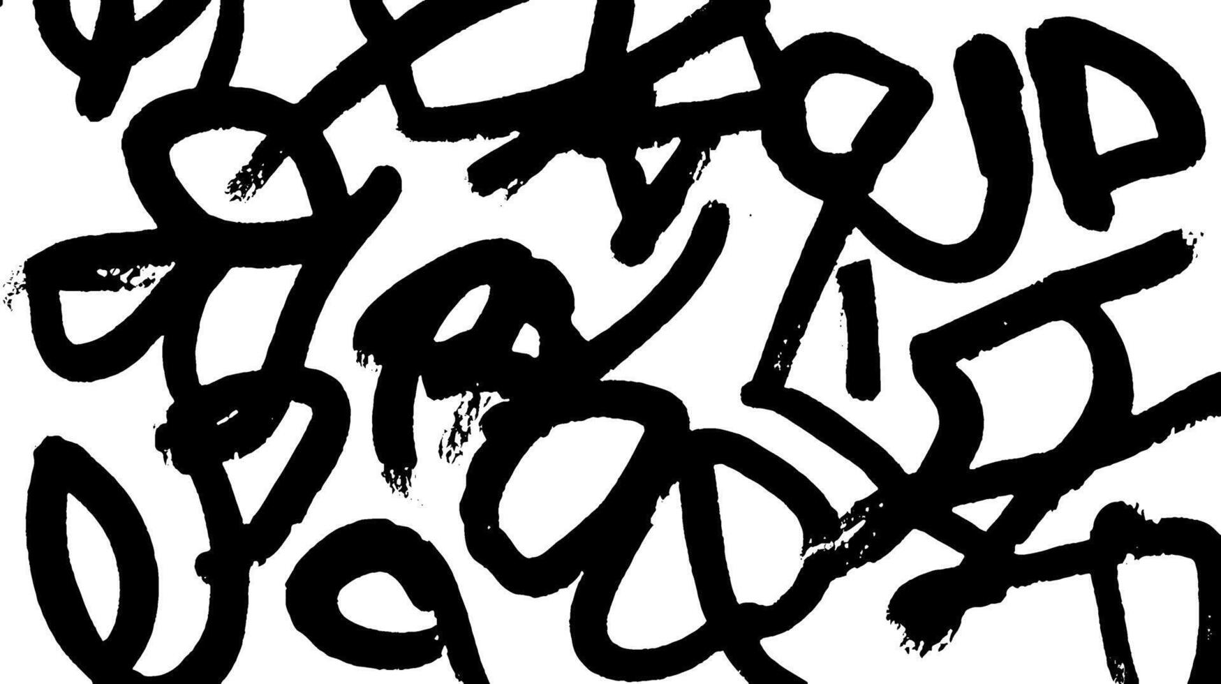 An abstract composition featuring a chaotic arrangement of black brush strokes and lines on a white background, creating a dynamic and energetic visual effect. vector