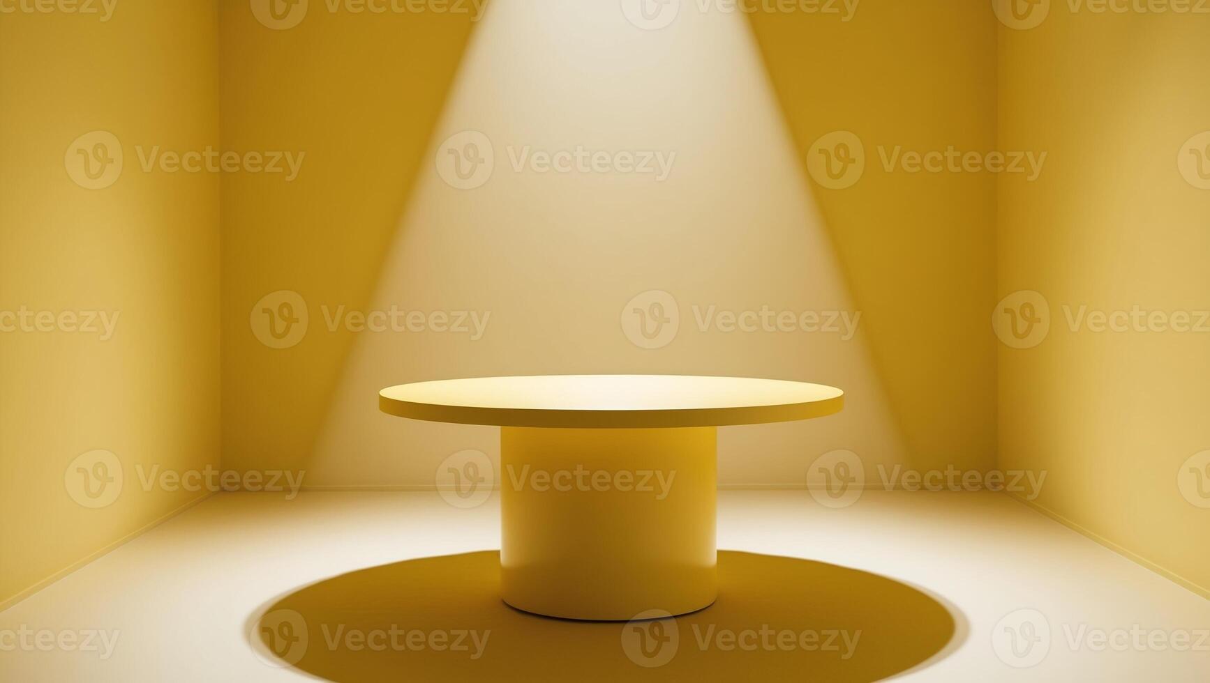 Minimalist Yellow Platform in Spotlight for Product Showcase or Display photo
