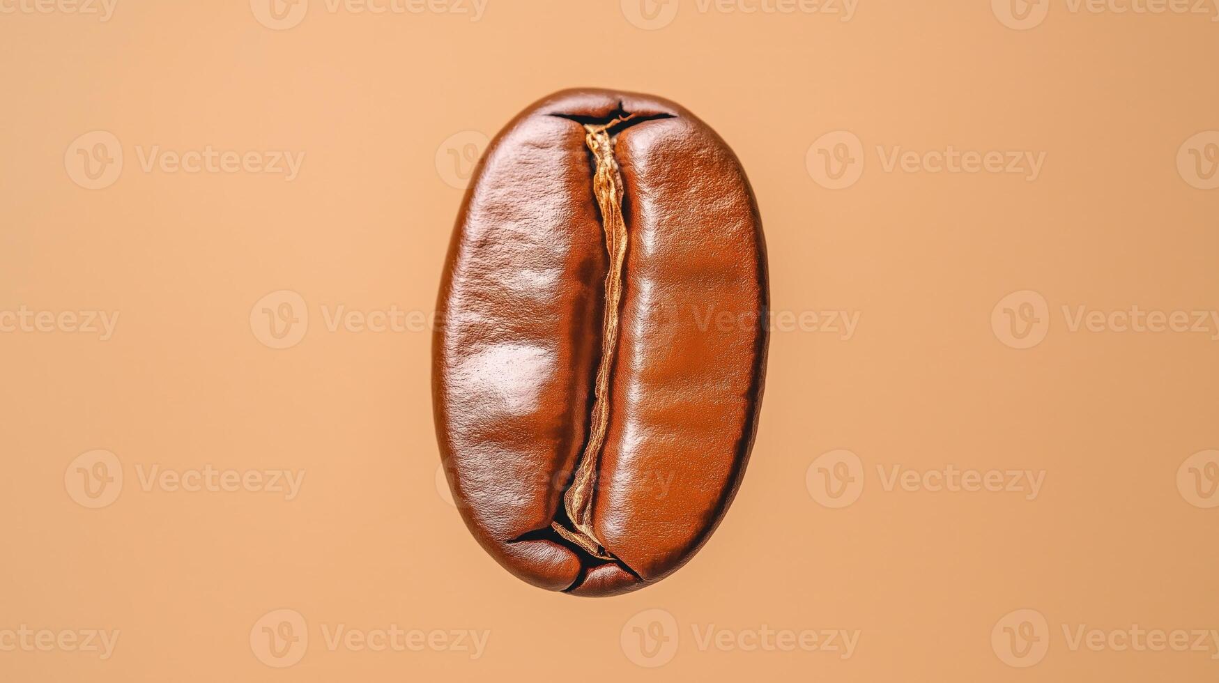 Roasted coffee bean on light brown background, with copy space photo