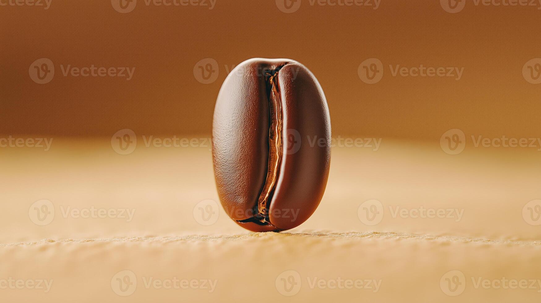 Roasted coffee bean on warm brown background, with copy space photo