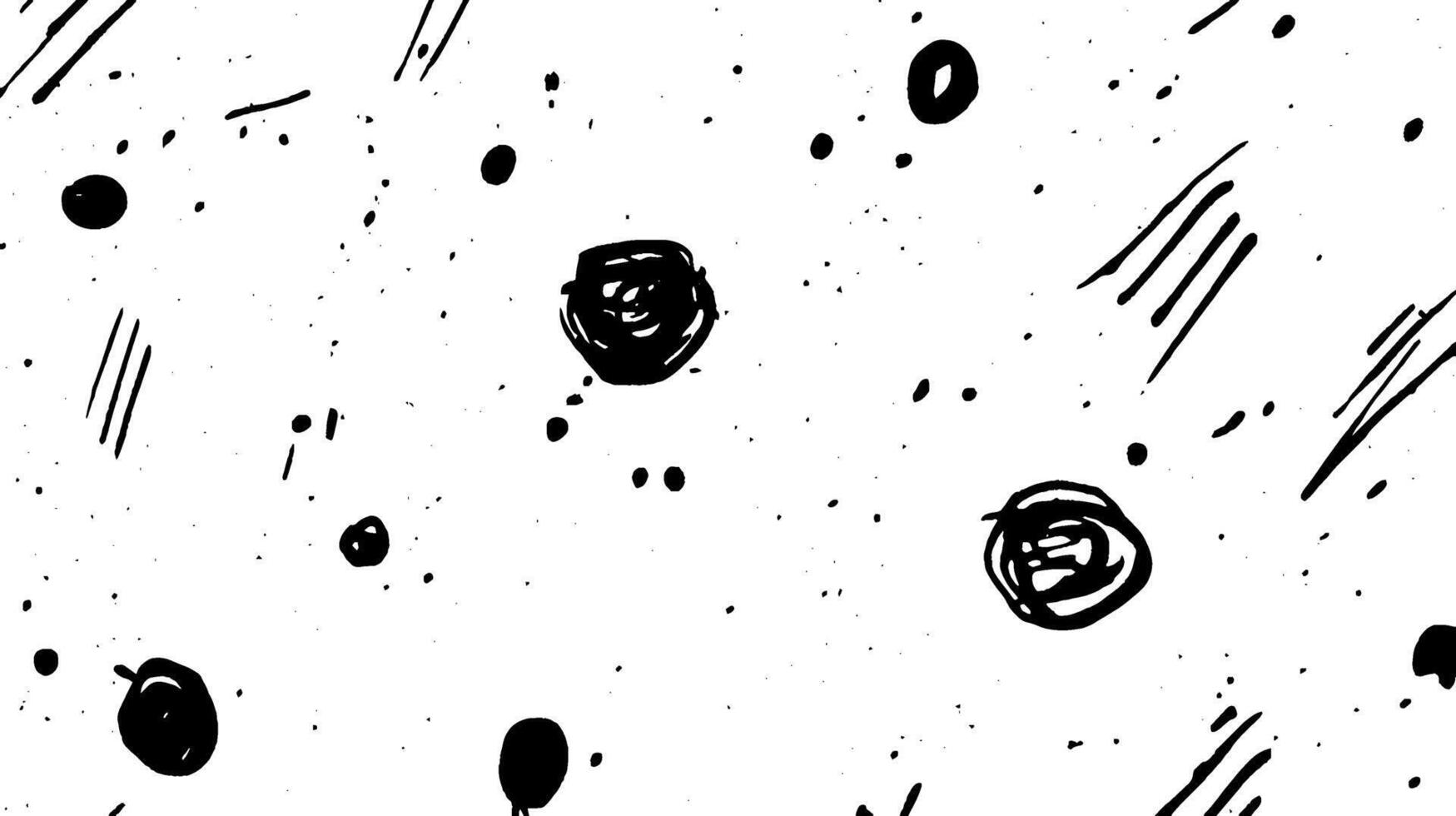 A minimalist black and white abstract pattern featuring various hand-drawn circles and lines on a white background. vector