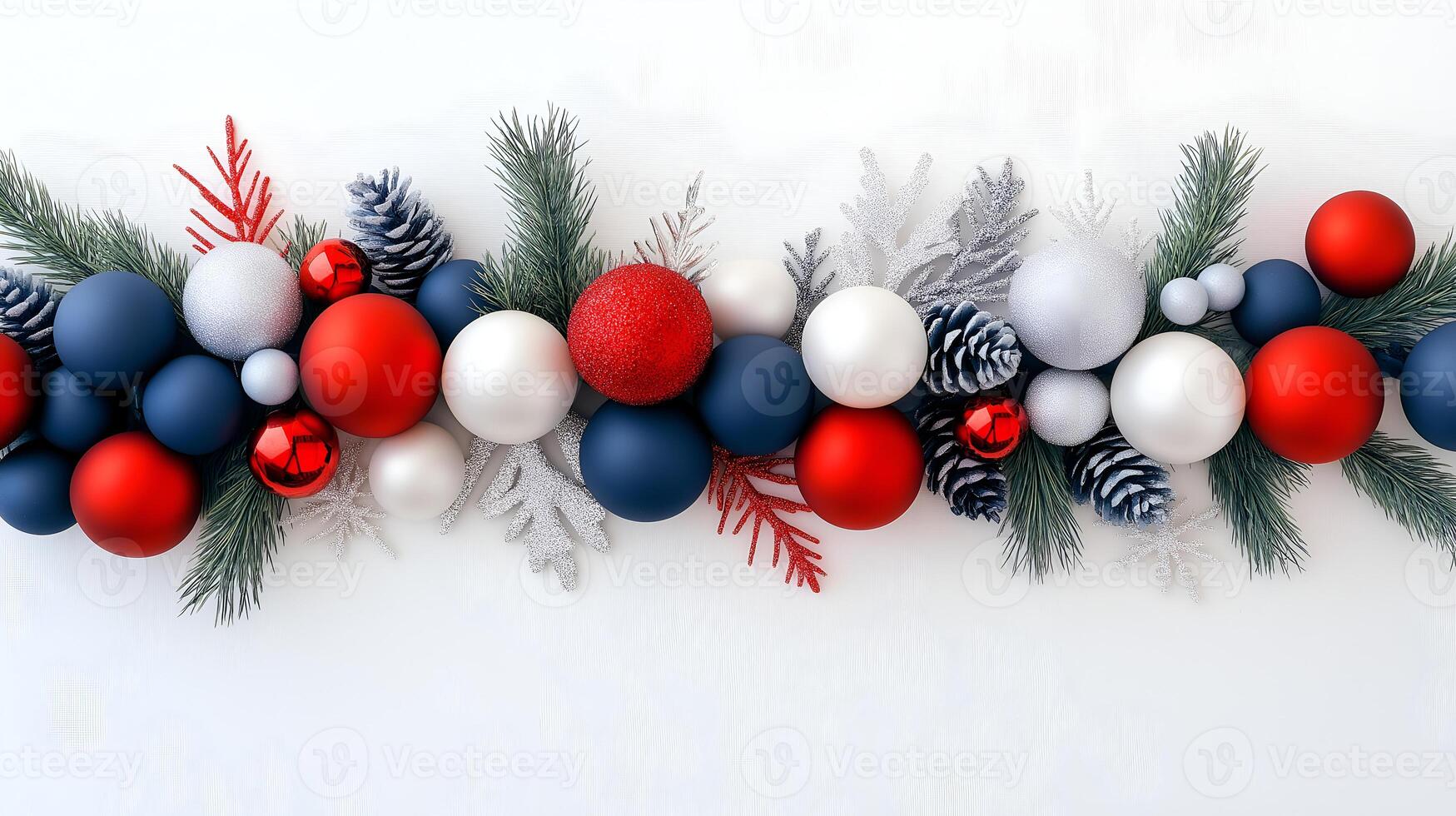 Xmas border arrangement with colorful decoration, with copy space photo