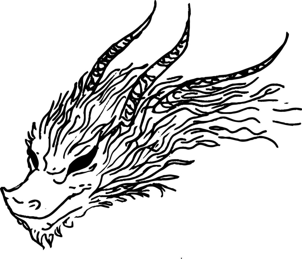 Stylized Dragon Head Illustration vector