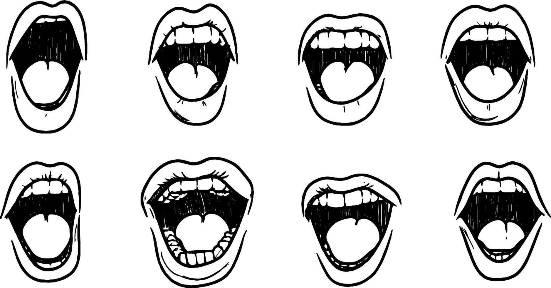 Collection of Open Mouth Illustrations vector