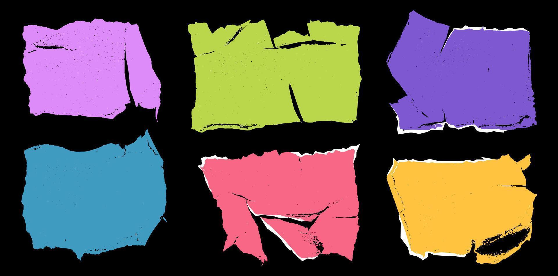 Creative torn paper collage showcasing vibrant colors and textures in an artistic arrangement vector