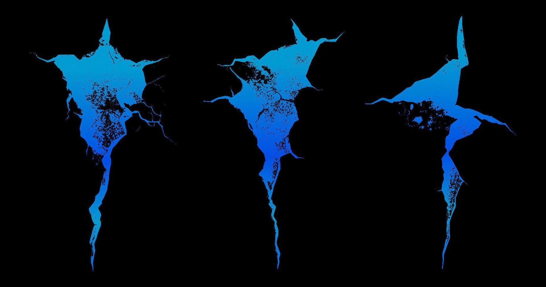 Intricate patterns of water cracks reveal nature's artistry in stunning blue hues across a dark background vector