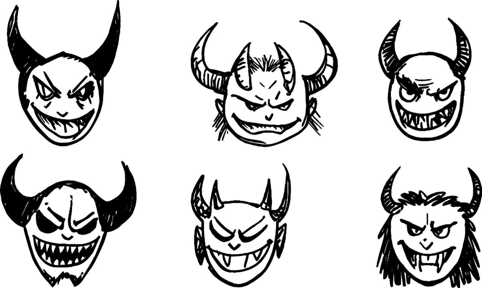 Cartoonish Devil Faces Collection vector