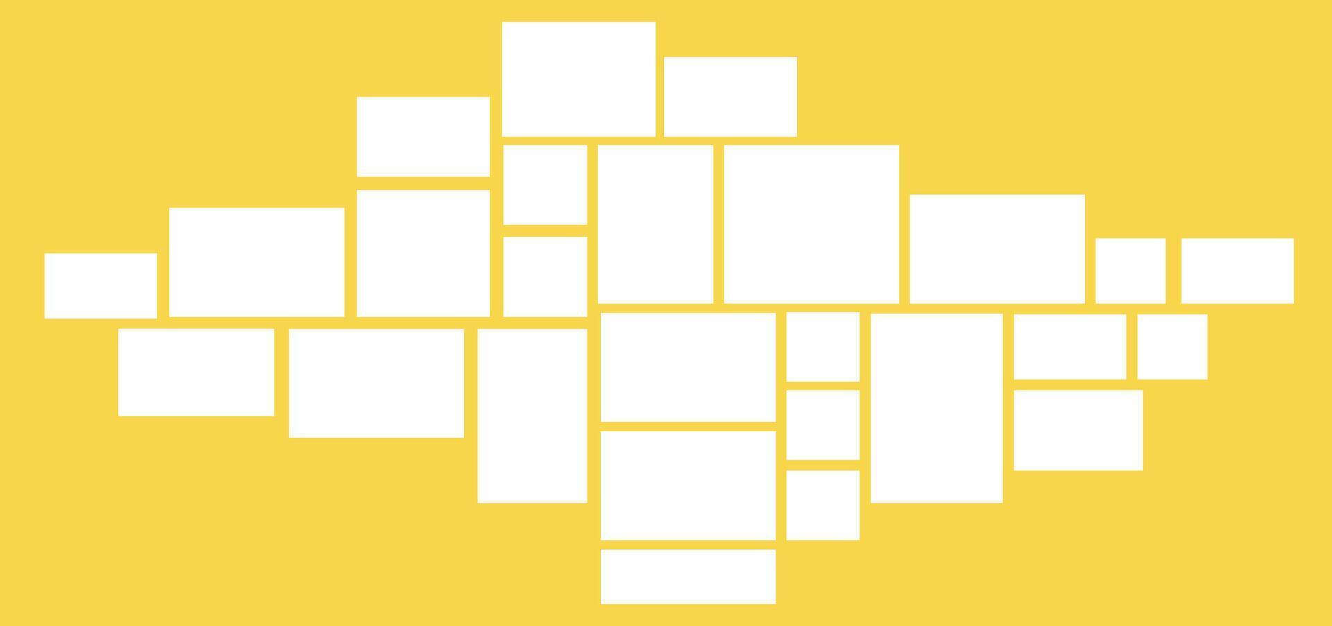 Template composition collage template for photos. design and grid for photos. Simple trendy geometric design on a bright yellow background. vector
